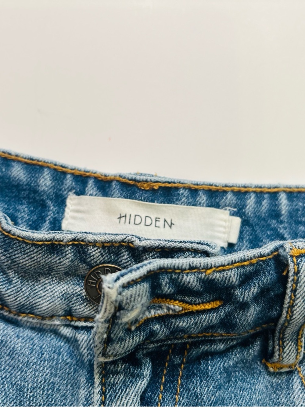 Hidden Jeans Rolled-Hem Distressed Denim Shorts - Blue - Picture 4 of 6